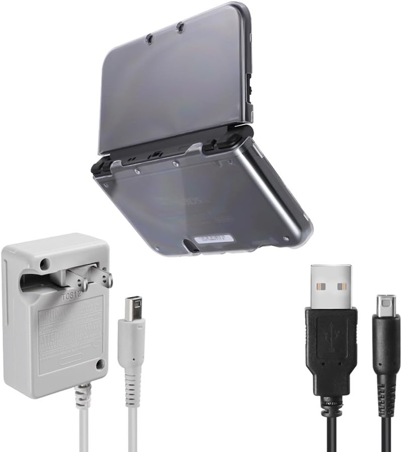 VSEER 3DS Charger Power Adapter & USB Charger Cable & New 3DS XL Case Kit - OEM Original Replacement Power Supply Home Travel Portable Charging Accessories for New 3DS XL LL - Image 1